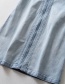 Fashion Light Blue Washed Denim Zipper V-neck Dress