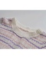 Fashion Pink Purple Jacquard Openwork Knit Short-sleeved T-shirt