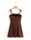 Fashion Brown Polka Dot Printed Sling Halter Dress