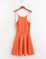 Fashion Orange Space Cotton Big Halter Strap Dress