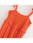 Fashion Orange Laminated Suspender Dress