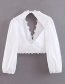 Fashion White Embroidered Three-dimensional Daisy Lace Bubble Sleeve Backless Shirt