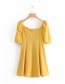 Fashion Yellow Lace-up Button Single-breasted Dress