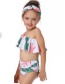 Fashion Flower Under Green Slanted Shoulder Single Flying Children's Swimsuit