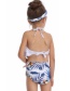 Fashion Blue Print Printed Ruffled Hanging Neck Children's Swimsuit