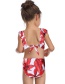 Fashion Red Flashing V-neck Print Children's Swimsuit