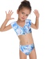 Fashion Blue Flashing V-neck Print Children's Swimsuit