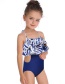 Fashion Blue Double Flashing Print Children's Swimsuit