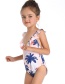 Fashion White Print V Collar Small Flying Side Children's One-piece Swimsuit