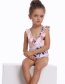 Fashion White Print V Collar Small Flying Side Children's One-piece Swimsuit
