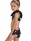 Fashion Black Wooden Ear Print Children's Split Swimsuit