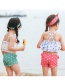 Fashion Green Shorts Ruffled Bow Children's Split Swimsuit