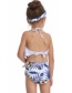 Fashion Blue Trousers Ruffled Children's Swimsuit