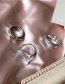 Fashion Silver C S Crystal Ice Cube Transparent Ring