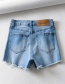 Fashion Blue Washed Side Zippered Denim Shorts