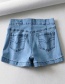 Fashion Blue Washed Zip Pocket Denim Shorts