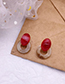 Fashion Red Colorblock Acrylic Marble Round Earrings