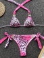 Fashion Pink Diamond-trimmed Leopard Print Bikini
