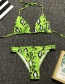 Fashion Green Snake Print Split Swimsuit