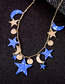 Fashion Blue Five-pointed Star Star Moon Necklace