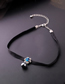 Fashion Black Velvet Flower And Diamond Necklace