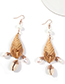 Fashion Light Coffee Alloy Rattan Dripping Conch Pearl Earrings