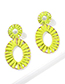 Fashion Yellow Alloy Lafite Elliptical Stud Earrings