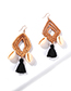 Fashion Orange Alloy Shell Rattan Diamond Tassel Earrings