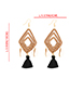Fashion Black Alloy Shell Rattan Diamond Tassel Earrings