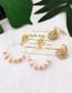 Fashion Gold Alloy Conch Crystal Natural Pearl Stud Earrings