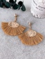 Fashion Khaki Alloy Studded Shell Tassel Earrings