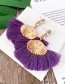 Fashion Leather Pink Alloy Studded Shell Tassel Earrings