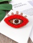 Fashion Red Felt Cloth Resin Beads And Diamond Eye Studs Hair Clip