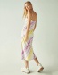 Fashion Color Satin Gradient Printed Strap Dress