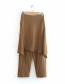 Fashion Khaki Pure Linen Split Culottes Trousers