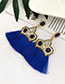 Fashion Green Alloy Diamond Crown Tassel Earrings