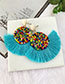 Fashion Blue Alloy Rice Beads Tassel Earrings