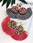 Fashion Leather Powder Alloy Rice Beads Tassel Earrings