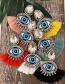 Fashion Khaki Alloy Rhinestone Eye Tassel Earrings