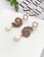 Fashion Gold Copper Inlaid Zircon Natural Pearl Crescent Earrings