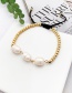 Fashion Gold Copper Inlaid Zircon Natural Pearl Beaded Bracelet