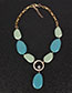 Fashion Blue Single Layer Beaded Necklace