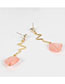 Fashion Pink Love Pearl Electrocardiogram Acrylic Earrings
