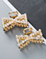 Fashion Gold Pearl-studded Metal Cutout Bow Hairpin
