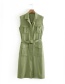 Fashion Armygreen Pocket Sleeveless Vest Suit