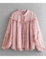Fashion Pink Fungus Lace Print Shirt