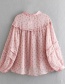 Fashion Pink Fungus Lace Print Shirt