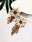 Fashion Brown Alloy Resin Rice Beads Flower Tassel Earrings
