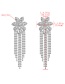 Fashion Silver Floral Diamond Acrylic Tassel Earrings