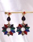 Fashion Color Flower Color Diamond Stud Earrings